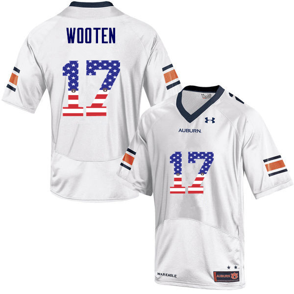 Men's Auburn Tigers #17 Chandler Wooten USA Flag Fashion White College Stitched Football Jersey